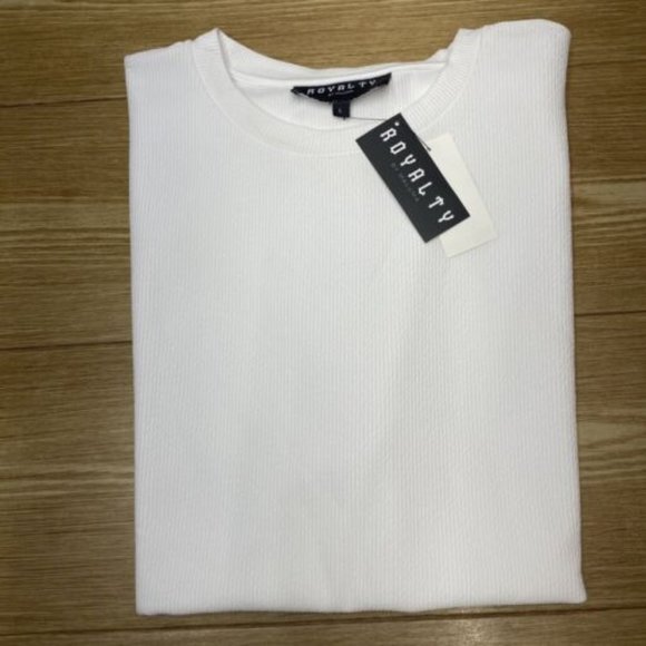 Mens White Ribbed T-Shirt - Picture 2 of 13